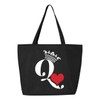 shop4ever Queen of Hearts Heavy Canvas Tote with Zipper Reusable