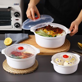 PYSUL Microwave Bowls with Lids Plastic Mixing Bowls Microwave Safe Bowls Microwave Dishes for Heating Food Microwave Cookware Cooking Bowls for Ramen BPA Free Kitchen Bowls