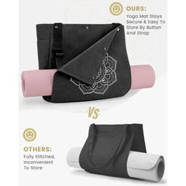 Gonex Yoga Mat Bag, Yoga Gym Bag Tote Bag with Multi Pockets for Women Men, Canvas Yoga Mat Carrier Take in Out Mat Easily for Pilates Travel Workout Office