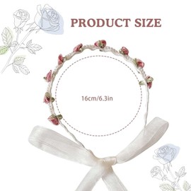 JAONLD 2 Pieces Flower Wreath Hair Oktoberfest Flower Wreath Hair with Beads and Roses, Headband Flowers Hair Accessories Oktoberfest Women for Festivals, Parties, Weddings, Beaches