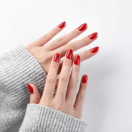 NKA Press on Nails Kit, 30 Premium Quality Soft Acrylic Reusable Press on Nail, Fake False Acrylic Nails, Red Scarlet