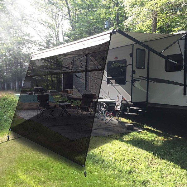 EXCELFU RV Awning Sun Shade Screen with Zipper 19' x