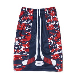 ChalkTalkSPORTS Hockey Performance Shorts | Patriotic Digital Camo Hockey Shorts | Youth & Adult | Hockey Boys Athletic Shorts | Youth Small