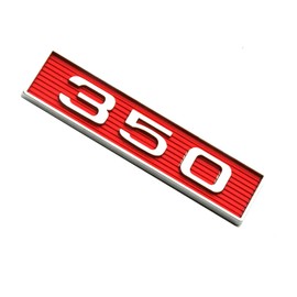 2Pcs 350 Emblems 350ci 5.7L Block Engine Hood Scoop Badge 3D Decals Stickers Cars Trucks (Chrome Red)