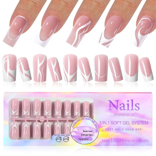 EternalClassic White French Tip Press on Nails Long Fake Nails