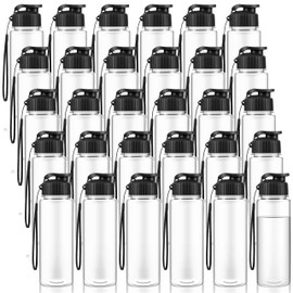 Olgaa 30 Pcs Water Bottles Bulk 17 oz Reusable Leak Portable Plastic Sports Drink Water Bottles with Handle Strap for Cycling Camping Hiking Gym Yoga (Black)