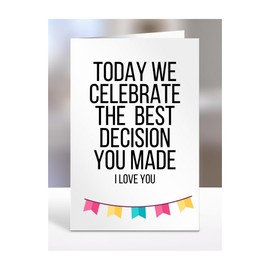 Anniversary Card for Him Her, Today We Celebrate, Funny, Joke, Gifts for Husband, Wife, Boyfriend, Girlfriend, Presents for Men, Women, I love you, A5-193_103