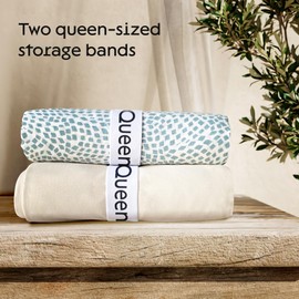 Niagara 2 Pack Bed Sheet Organizer and Storage Label Bands - Fully Elastic Stretchable Linen Closet Organizers and Storage - Bed Sheet Organizer Bands for Bed Sheets, Duvets, Quilts, Linen (Queen)