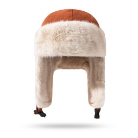 Croogo Winter Russian Hat Fluffy Trapper Hat Faux Fur Earflaps Trooper Hats Ushanka Hunting Cap Eskimo Ski Hat,Caramel-PL19