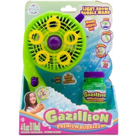 Gazillion Premium Light Show Bubble Wand I Blows multiple bubbles with 10 LIGHT UP EFFECTS I Perfect for outdoor parties day or night I Includes non toxic 4oz bubble solution I For Kids aged 3+