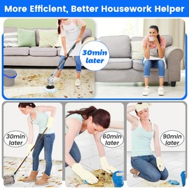 TidyneSS Electric Spin Scrubber, Upgraded Cordless Shower Scrubber Cleaning Brush, IPX7 Bathroom Scrubber with Extension Handle, Electric Cleaning Brush for Floor Tile, Tub, Kitchen, Window- Gray