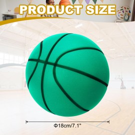 PATIKIL Silent Basketball Size 3 (7.1"), No Noise High-Density Foam Dribbling Indoor Basketball with Net Bag for Quiet Dribbling and Indoor Sport, Green