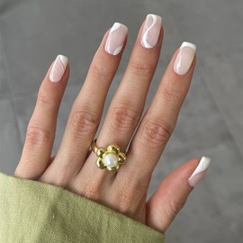 Sethexy Short Square False Nails French Press On Nails 24 Pieces Acrylic Nails for Sticking on for Women and Girls