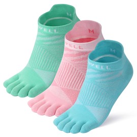 VWELL Womens Toe Socks Coolmax Running Five Finger Socks Athletic Ankle Five Toe Socks Breathable Lightweight 3Pairs