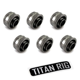 XSPC G1/4" to 1/2" ID, 3/4" OD Compression Fitting V2 for Soft Tubing, Black Chrome, 6-Pack