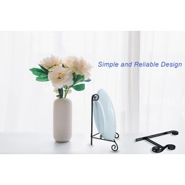 HEMYLU Plate Stand, 6 Inch Metal Plate Stands for Display 1 Pack, Black Iron Easel Stand Decorative Plate Holder for Picture Frame Photo Collectibles Book