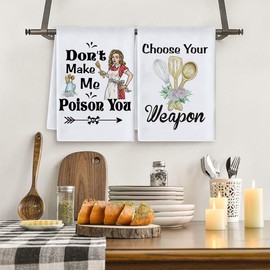 Kitchen Towels Set of 2, Funny Decorative Kitchen Absorbent Dish Hand Towels Tea Towels, Gifts for Mom from Daughter & Son, Cleaning Supplies Home Decorations Housewarming Birthday