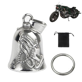 IOURVYA Guardian Bell, Motorcycle Keyring, Guardian Biker Bell, Guardian Angel Motorcycle Bell, Lucky Charm Keyring, Motorcycle Portable Peace Stainless Steel Protective Bell Angel, Style 3, Silvery