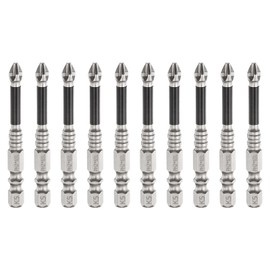 HARFINGTON 10pcs Impact Phillips Screwdriver Bit PH2 (#2) Anti Slip Tip 1/4" Hex Shank 2.6" (65mm) Long Magnetic Cross Screw Driver Industrial Power Drill Bits