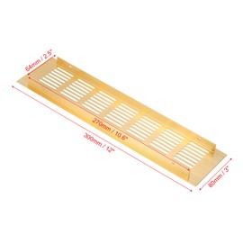 PATIKIL 12 x 3 Inch Door Air Vent Cover, 2pcs Aluminum Grille Ventilation Cover Louvered with Mounting Screws for Cabinet Wardrobe Door, Gold Tone