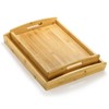 Peohud 4 Pack Bamboo Serving Trays with Handles, Rectangular Kitchen