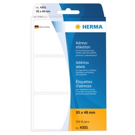 Herma 4301 Address Labels Continuous Fanfolded 95 x 48 mm 250 Labels Matte Paper White