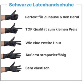 Disposable Gloves Black Latex Disposable Gloves XL Pack of 100 Powder-Free Gloves Disposable Latex Gloves Black Available in Sizes S, M, L & XL