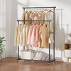 Calmootey Double Rods Clothes Garment Rack, Rolling Clothing Rack for