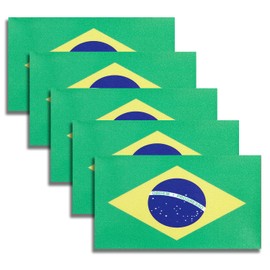 HSQ 5 Pcs Brazil Flag Decal, Tactical Brazilian Flag Sticker, Brazil Stickers for Vehicles Car Window Bumper 2.5 x 4.5 Inch