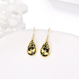 Bee Earrings For Women Black Onyx Honeycomb Bumblebee Honeycomb Sunflower Lovely Dangle Bee 925 Sterling Silver Jewelry Gifts for Wife