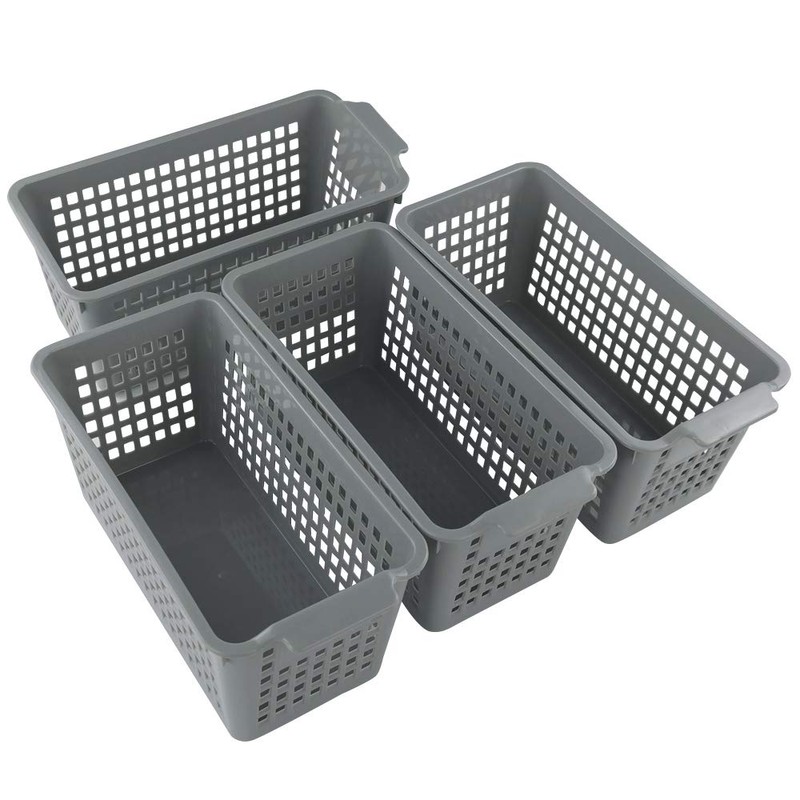 Doryh Plastic Baskets for Organizing, Grey, Set of 4