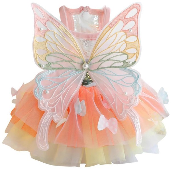 Littpet Living Hall Breathable Mesh Colorful Pet Costume with Butterfly