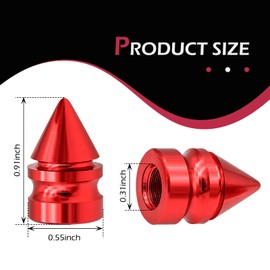 4PCS Car Tire Valve Caps, Spike Aluminum Alloy Valve Stem Caps, Dustproof and Rustproof Tire Covers, Tire Trim Accessories, Universal for Cars, Trucks, SUVs, Motorcycles, Bicycles (Red)