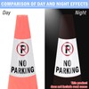 4 Pack “No Parking” Message Collars Cone Sleeve, Bright Reflective