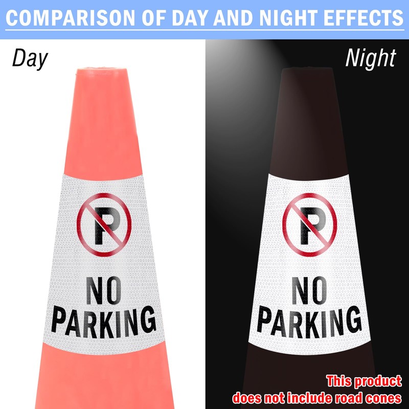 4 Pack “No Parking” Message Collars Cone Sleeve, Bright Reflective