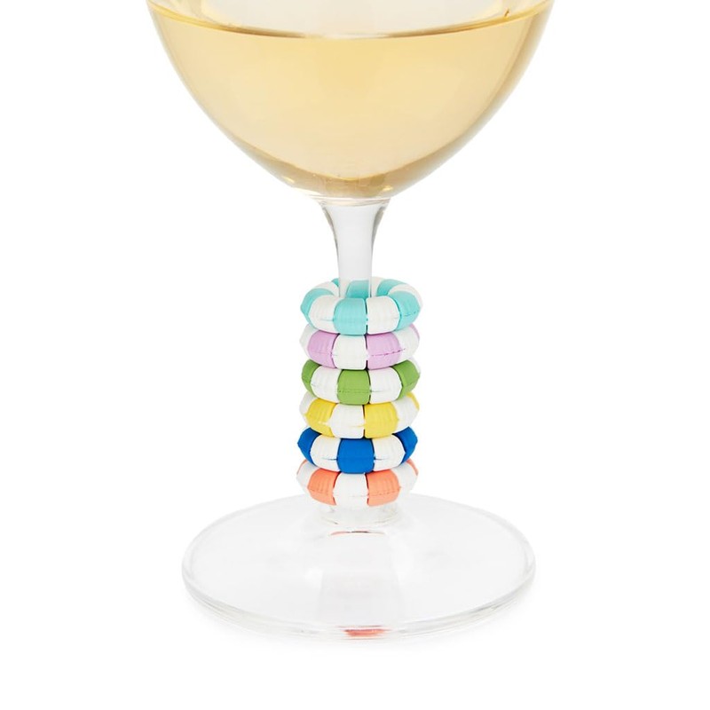 balvi Drinking Glass Marker Floats Swimming Rings in Retro Design