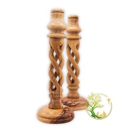 Hollow Spiral Wooden Candle Holders for Table Décor | Wooden Candlesticks