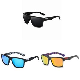 Risipu 3PCS Polarised Sunglasses Men Women,UV400 Protection,Outdoors Sports Golf Cycling Fishing Hiking Sun Glasses For Men,Lightweight Shatterproof Design,Mens Sunglasses (Black, Blue, Yellow)