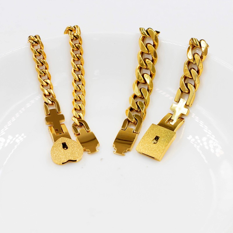 Tobestu Square and Heart Lock Bangle Bracelet with Key Matching
