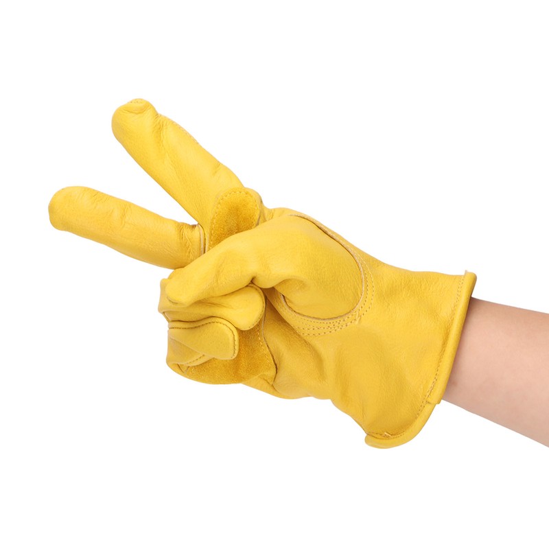 Garden Cowhide Gloves Wear Resistance Full Finger Leather Gloves for