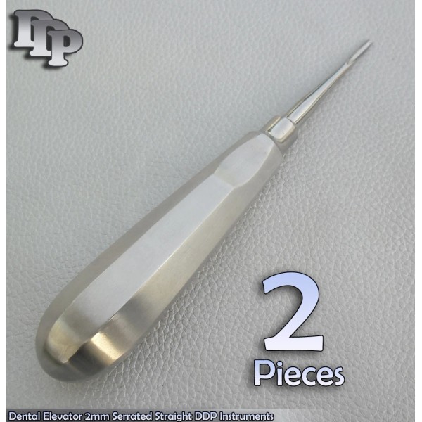 DDP INSTRUMENTS 2 Pieces Of Dental Elevator 2mm Serrated Straight