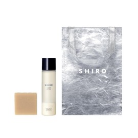 SHIRO Clear Skin Care Kit, Liquor Rice Bran Lotion 4.1 fl oz (120 ml) + Liquor Scum Soap 2.8 oz (82 g), Gift Paper Bag Included