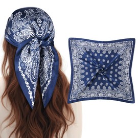 VBAEI 1 Pcs 27.5 Inches Satin Head Scarf Silk Like Stain Bandana Sleeping Hair Wrap Hair Scarf for Women(Blue)