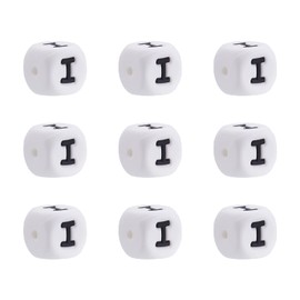 FASHEWELRY 10 cuentas de silicona con letras cúbicas de 12 x 12 x 12 mm, cuentas cuadradas del alfabeto para hacer pulseras, collares, joyas