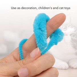 VTOSEN Pack of 20 Fuzzy Worms, Blue Magic Caterpillar, Soft Magic Worm, Twisty Magic Worm, Wiggly Worm, Colourful Worm for Cats
