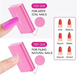 Diesisa Lima de uñas con bloque de tampón, esponja de grano 100/180 para uñas acrílicas, mini bloque de pulido de doble cara para herramientas de mani
