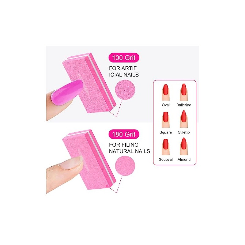 Diesisa Lima de uñas con bloque de tampón, esponja de