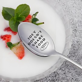 QIUHGZJX Joey Doesn't Share Food Stainless Steel Spoon, Funny Engraved Spoon Gift, Kitchen Dinner Spoon Tv Show Merchandise for Teen Kids Friends Brother Sister Birthday Graduation Christmas Gift