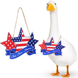 Memorywuu Porch Goose Sign 4th of July Porch Sign God Bless America Sign Independence Day Goose Accessories Decor for Yard Porch Lawn