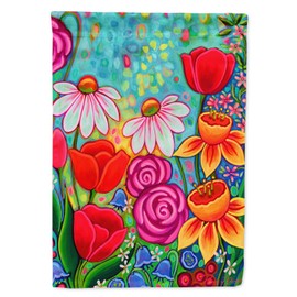 Caroline's Treasures PPD3012CHF Bright Spring Flowers House Flag Large Porch Sleeve Pole Decorative Outside Yard Banner Artwork Wall Hanging, Polyester, House Size, Multicolor